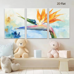 2D flat 1pc Vibrant Tropical Bird of Paradise Floral Wall Art Canvas Prints for Living Room Bedroom Home Decor Modern Farmhouse Style Gallery Wrapped