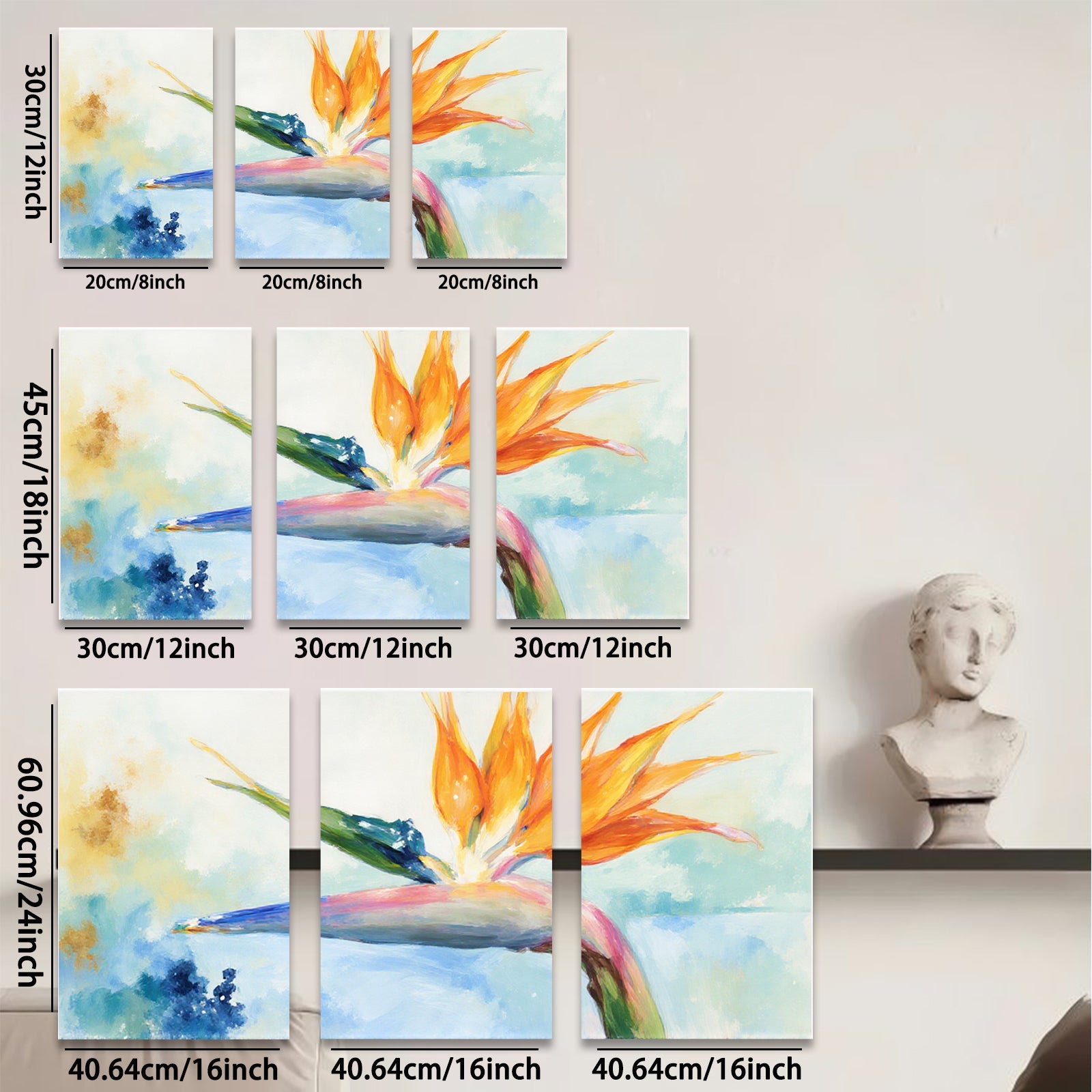 2D flat 1pc Vibrant Tropical Bird of Paradise Floral Wall Art Canvas Prints for Living Room Bedroom Home Decor Modern Farmhouse Style Gallery Wrapped