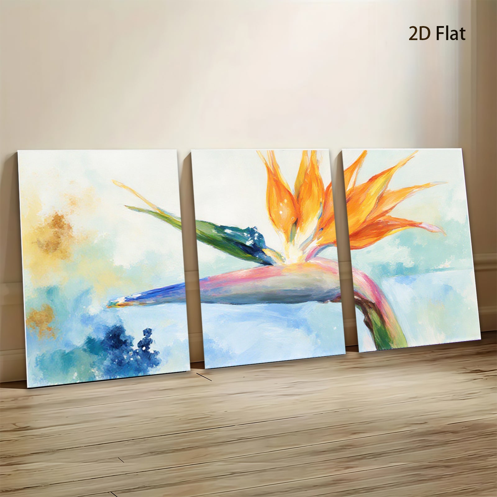 2D flat 1pc Vibrant Tropical Bird of Paradise Floral Wall Art Canvas Prints for Living Room Bedroom Home Decor Modern Farmhouse Style Gallery Wrapped