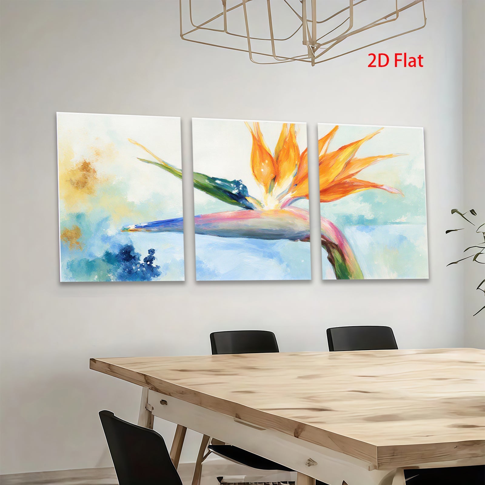 2D flat 1pc Vibrant Tropical Bird of Paradise Floral Wall Art Canvas Prints for Living Room Bedroom Home Decor Modern Farmhouse Style Gallery Wrapped