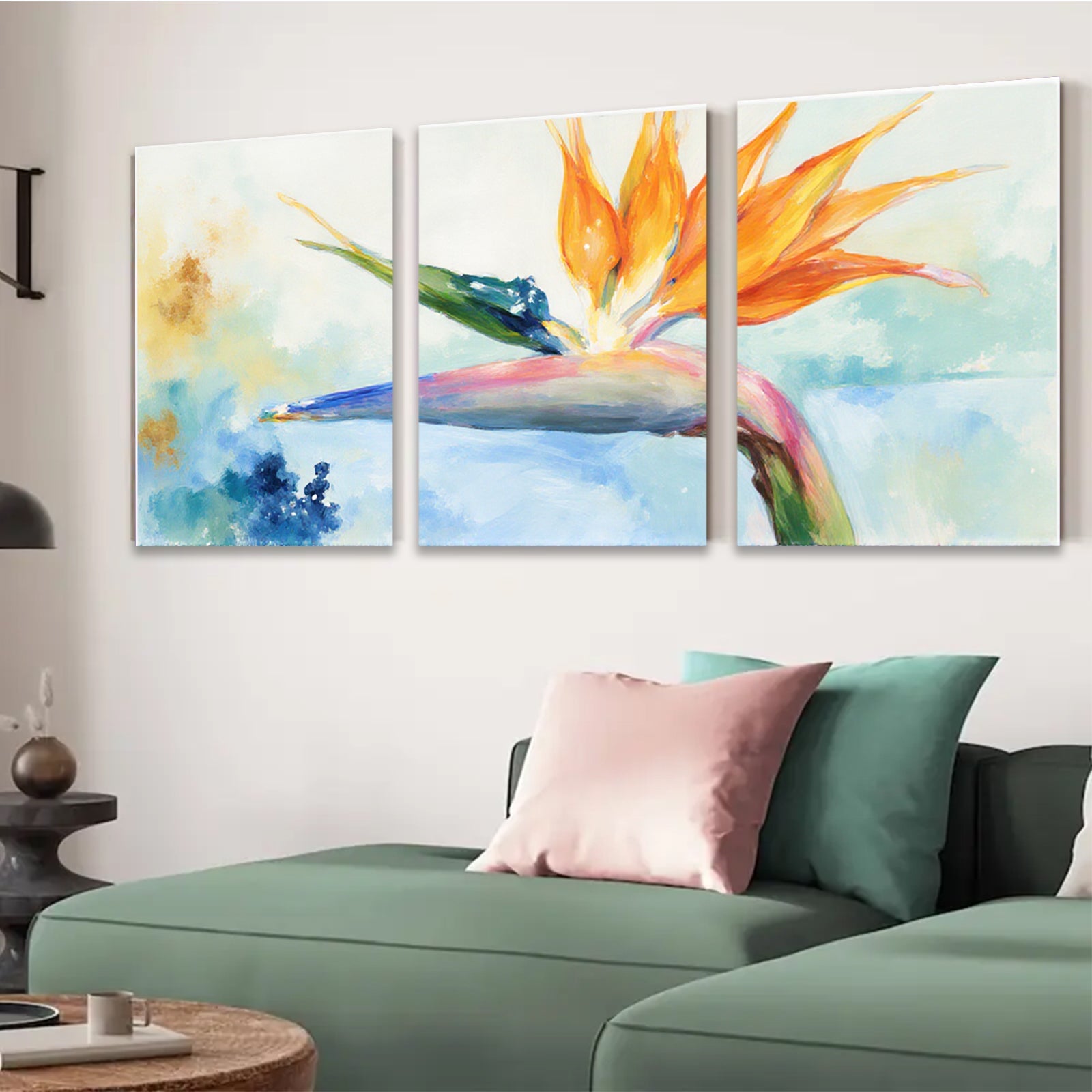 2D flat 1pc Vibrant Tropical Bird of Paradise Floral Wall Art Canvas Prints for Living Room Bedroom Home Decor Modern Farmhouse Style Gallery Wrapped