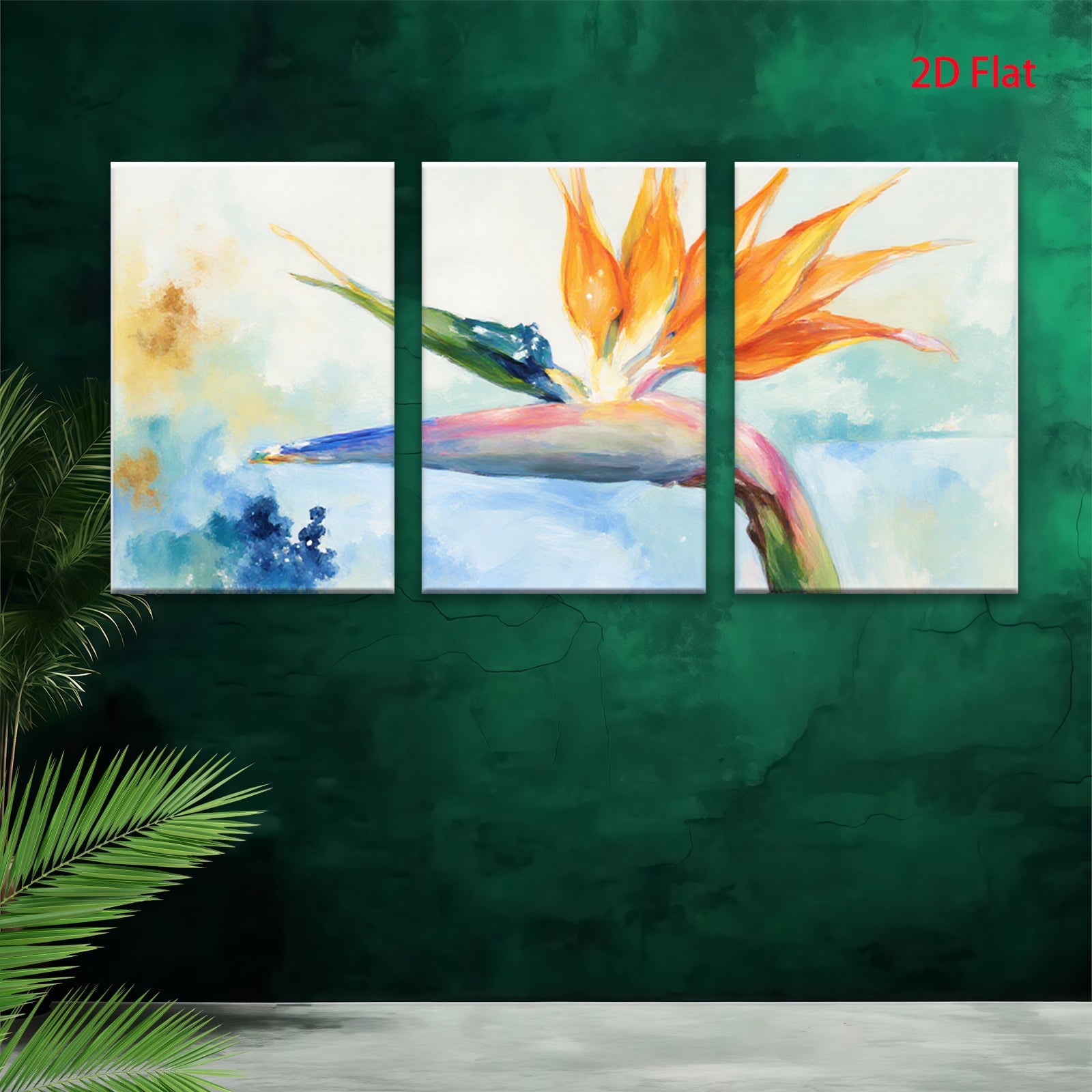 2D flat 1pc Vibrant Tropical Bird of Paradise Floral Wall Art Canvas Prints for Living Room Bedroom Home Decor Modern Farmhouse Style Gallery Wrapped