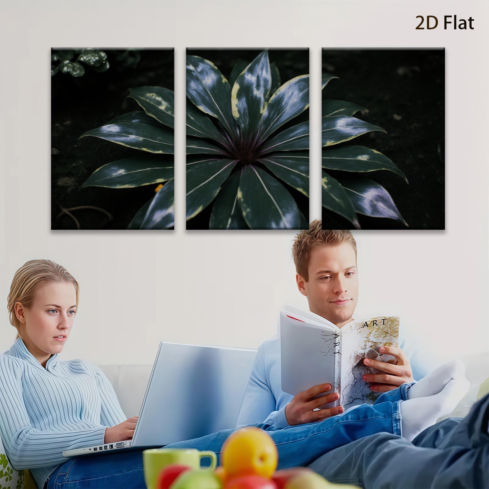 2D flat 1pc Vibrant Tropical Foliage Botanical Wall Art Living Room Bedroom Decor Farmhouse Style Canvas Prints Modern Artwork Gallery Wrapped Ready to Hang