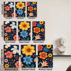 2D flat 1pc Vibrant Wildflower Bloom Botanical Wall Art Decor for Living Room Bedroom Office Gallery Wrapped Canvas Prints Modern Farmhouse Aesthetic