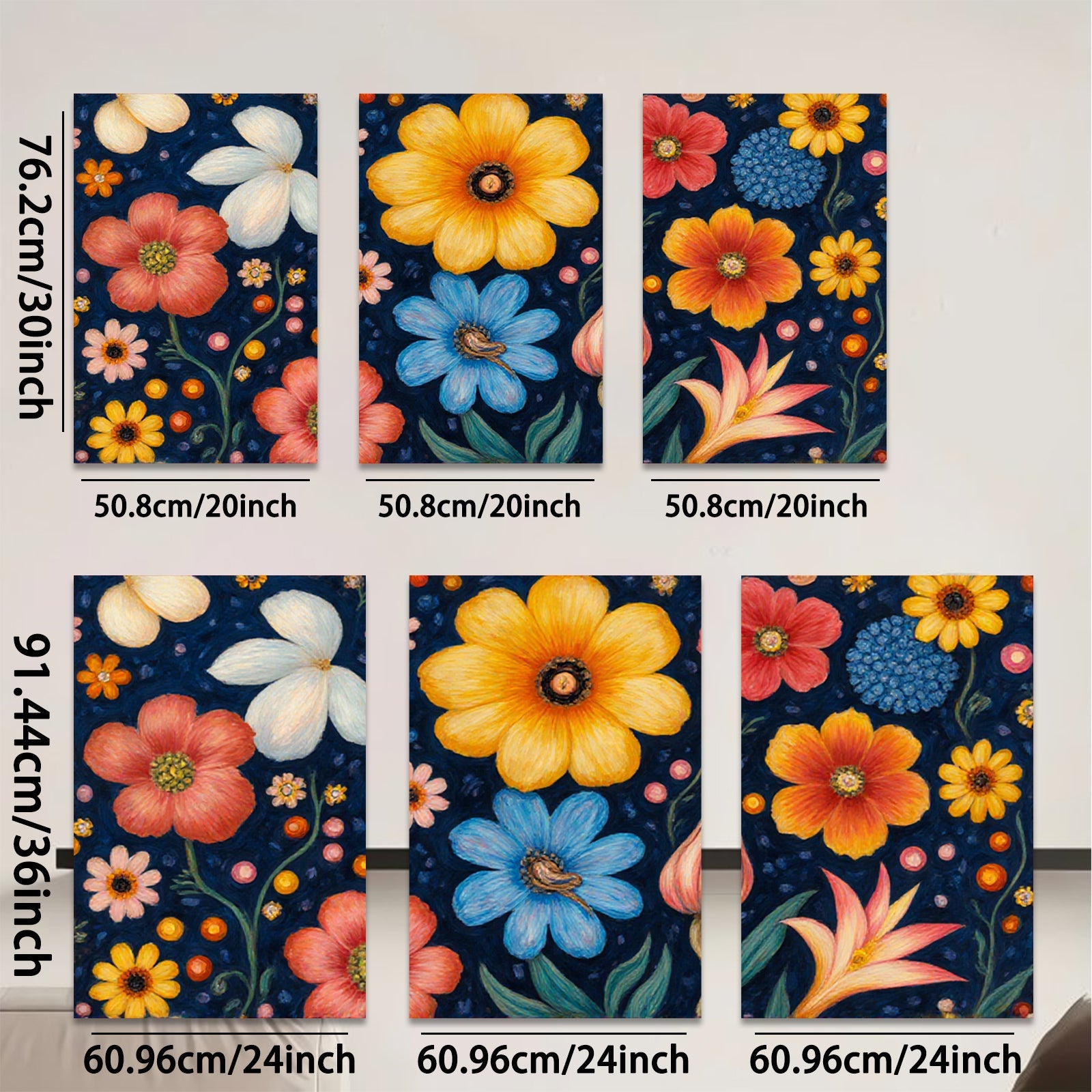 2D flat 1pc Vibrant Wildflower Bloom Botanical Wall Art Decor for Living Room Bedroom Office Gallery Wrapped Canvas Prints Modern Farmhouse Aesthetic