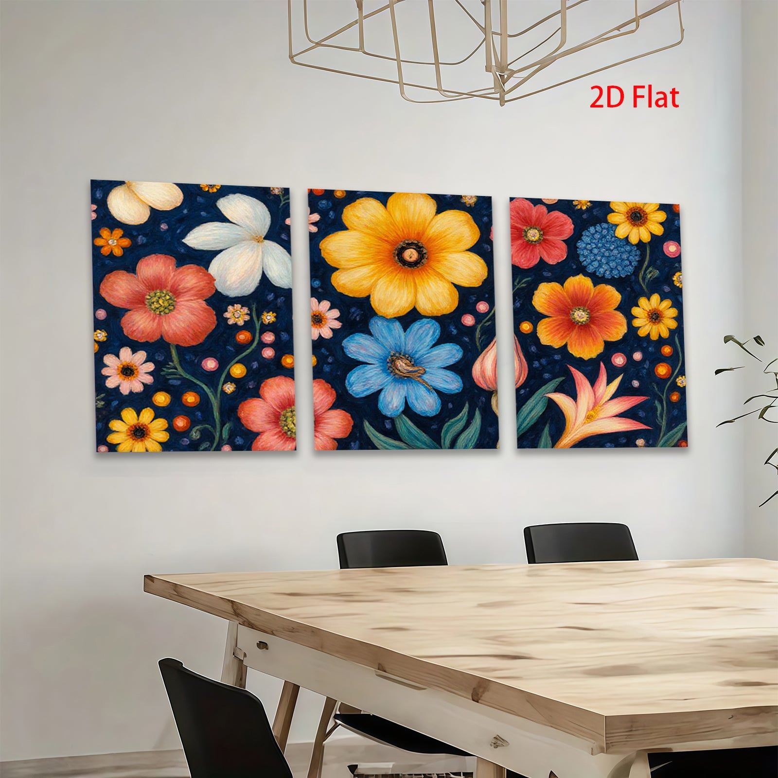 2D flat 1pc Vibrant Wildflower Bloom Botanical Wall Art Decor for Living Room Bedroom Office Gallery Wrapped Canvas Prints Modern Farmhouse Aesthetic