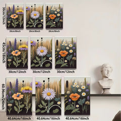 2D flat 1pc Vibrant Wildflower Meadow Botanical Garden Wall Decor Living Room Bedroom Canvas Print Modern Farmhouse Style Cozy Home Accent Gift Idea