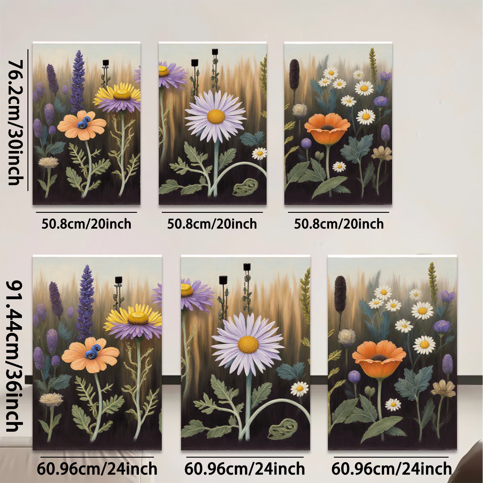 2D flat 1pc Vibrant Wildflower Meadow Botanical Garden Wall Decor Living Room Bedroom Canvas Print Modern Farmhouse Style Cozy Home Accent Gift Idea