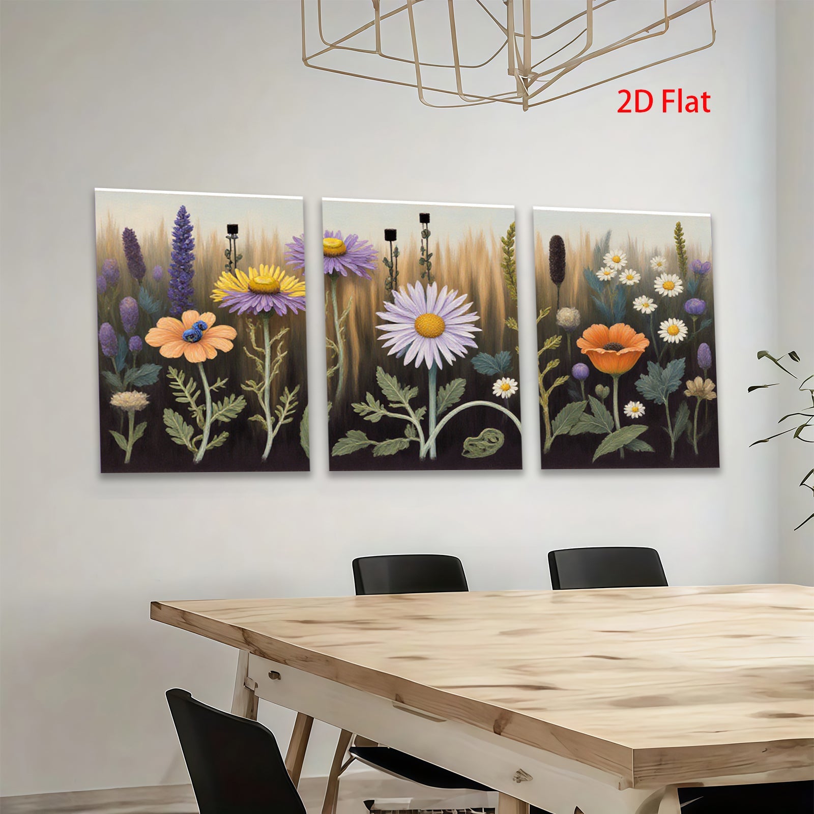 2D flat 1pc Vibrant Wildflower Meadow Botanical Garden Wall Decor Living Room Bedroom Canvas Print Modern Farmhouse Style Cozy Home Accent Gift Idea