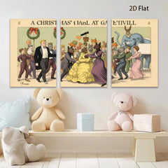 2D flat 1pc Victorian animal masquerade ball festive holiday wall decor canvas print bedroom living room farmhouse style