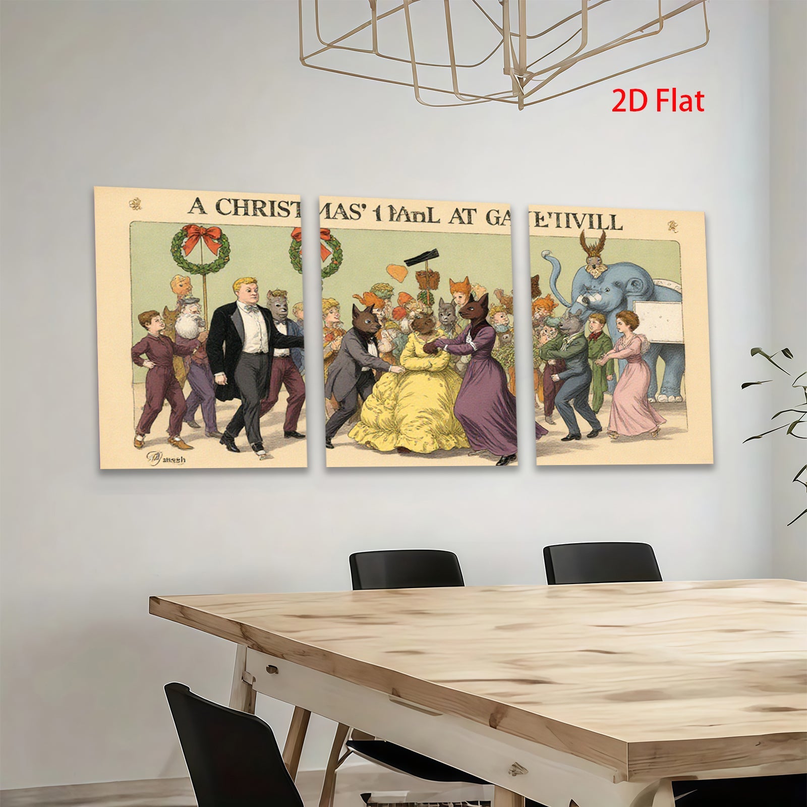 2D flat 1pc Victorian animal masquerade ball festive holiday wall decor canvas print bedroom living room farmhouse style