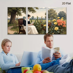 2D flat 1pc Victorian lady reading letter garden bloom farmhouse wall decor living room bedroom art prints gallery wrapped canvas