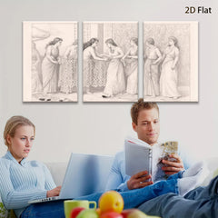 2D flat 1pc Victorian women preparing dress exquisite wall art bedroom living room gallery wrapped canvas farmhouse decor modern minimalist style
