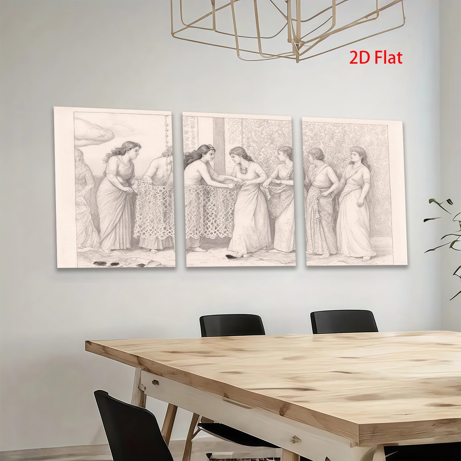 2D flat 1pc Victorian women preparing dress exquisite wall art bedroom living room gallery wrapped canvas farmhouse decor modern minimalist style