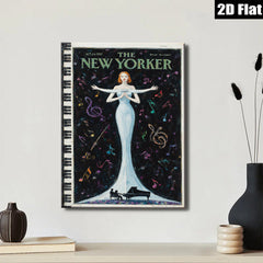 2D flat 1pc Vintage New Yorker cover illustration dramatic opera singer performance music room wall art gallery wrapped canvas bedroom living room modern farmhouse style