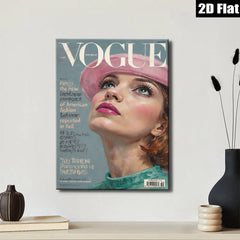 2D flat 1pc Vintage Vogue cover girl portrait wall art bedroom living room gallery wrapped canvas modern farmhouse style