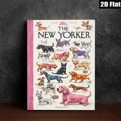 2D flat 1pc Vintage dog illustrations from 1950s magazine cover wall art for living room bedroom gallery wrapped canvas farmhouse style