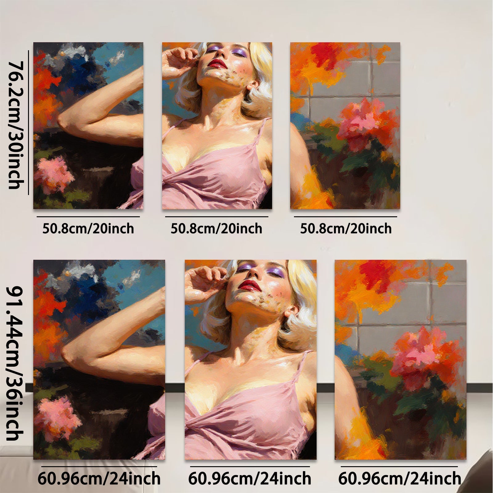 2D flat 1pc Vintage floral portrait lady wall art canvas print bedroom living room modern farmhouse gallery wrapped ready to hang