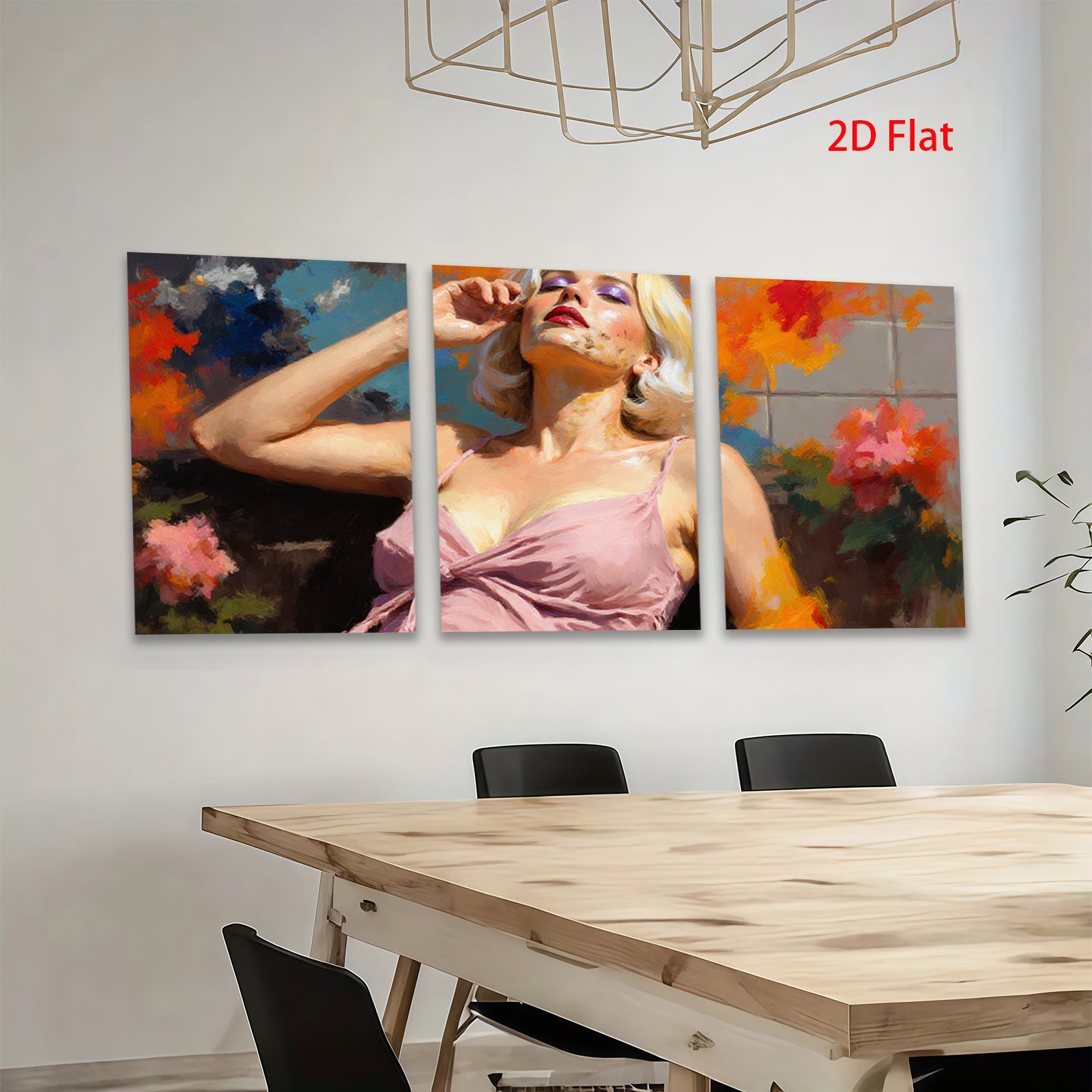 2D flat 1pc Vintage floral portrait lady wall art canvas print bedroom living room modern farmhouse gallery wrapped ready to hang