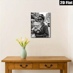 2D flat 1pc Vintage floral woman holding bouquet wall art bedroom living room modern farmhouse gallery wrapped canvas print