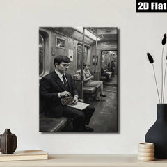 2D flat 1pc Vintage subway scene capturing quiet introspection timeless style gallery wall art bedroom living room modern farmhouse aesthetic