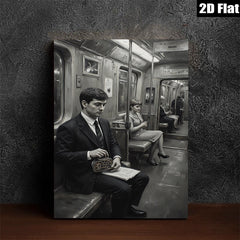 2D flat 1pc Vintage subway scene capturing quiet introspection timeless style gallery wall art bedroom living room modern farmhouse aesthetic