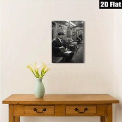 2D flat 1pc Vintage subway scene capturing quiet introspection timeless style gallery wall art bedroom living room modern farmhouse aesthetic