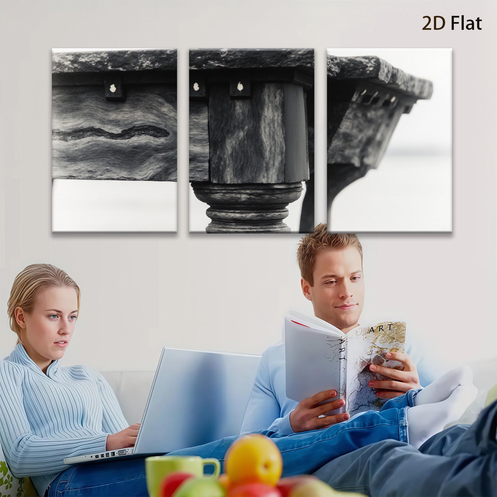 2D flat 1pc Vintage table leg close up rustic farmhouse wall art dining room bedroom gallery wrapped canvas modern minimalist