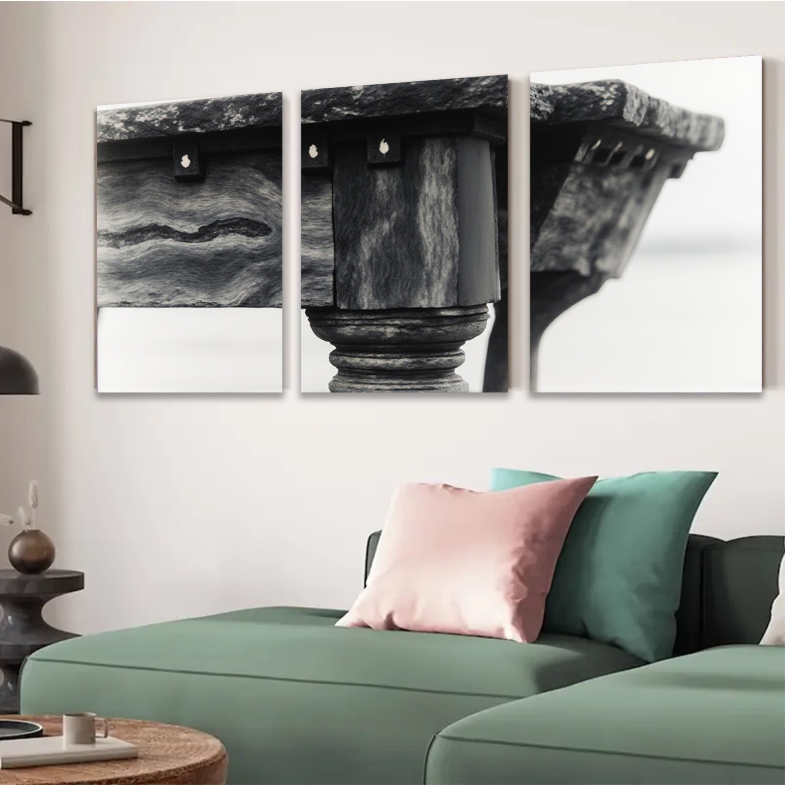 2D flat 1pc Vintage table leg close up rustic farmhouse wall art dining room bedroom gallery wrapped canvas modern minimalist