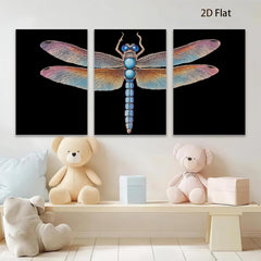 2D flat 1pc Vivid Blue Dragonfly Wall Art Botanical Insect Decor Living Room Bedroom Gallery Wrapped Canvas Prints Modern Farmhouse Aesthetic Home Decor