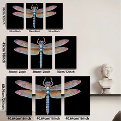2D flat 1pc Vivid Blue Dragonfly Wall Art Botanical Insect Decor Living Room Bedroom Gallery Wrapped Canvas Prints Modern Farmhouse Aesthetic Home Decor