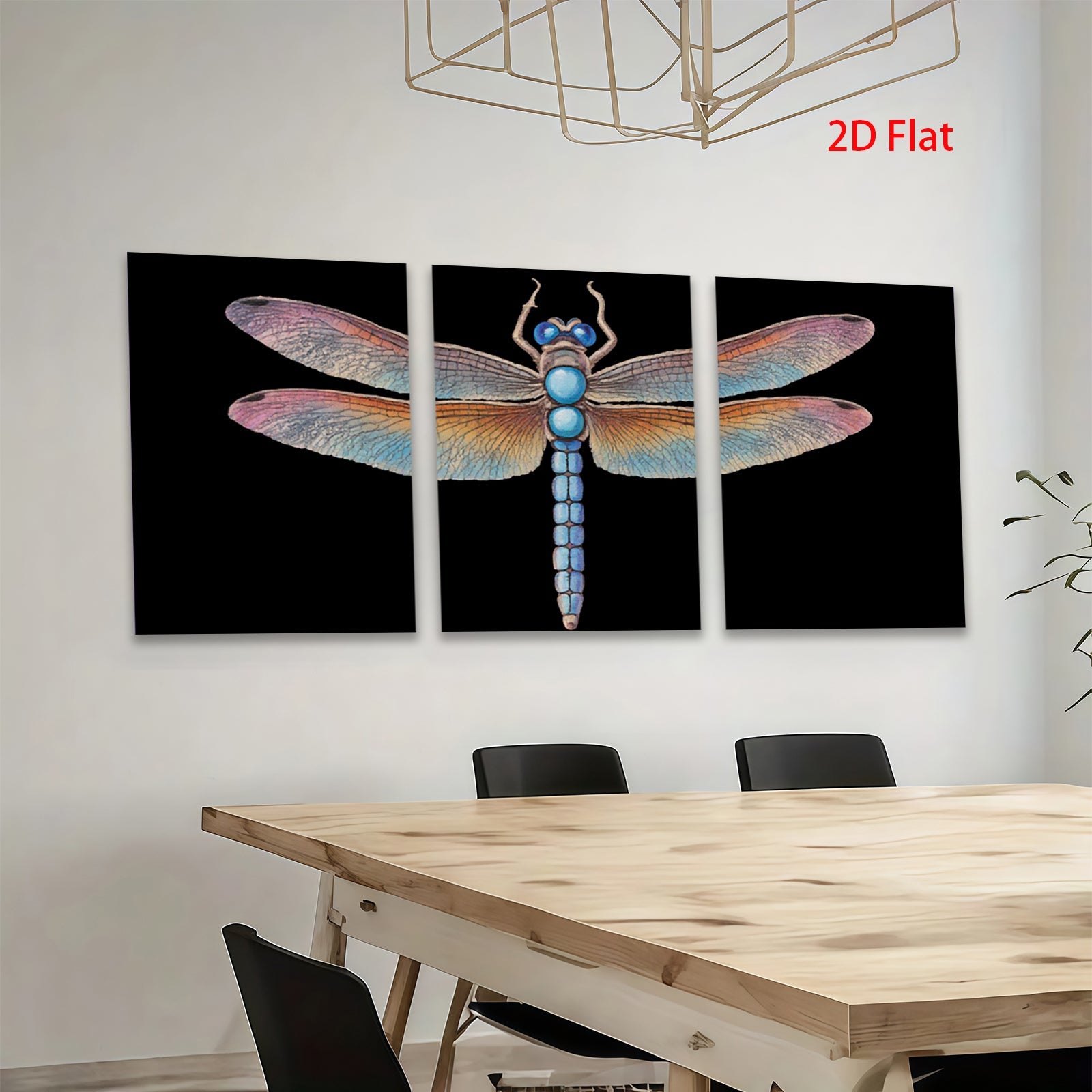 2D flat 1pc Vivid Blue Dragonfly Wall Art Botanical Insect Decor Living Room Bedroom Gallery Wrapped Canvas Prints Modern Farmhouse Aesthetic Home Decor