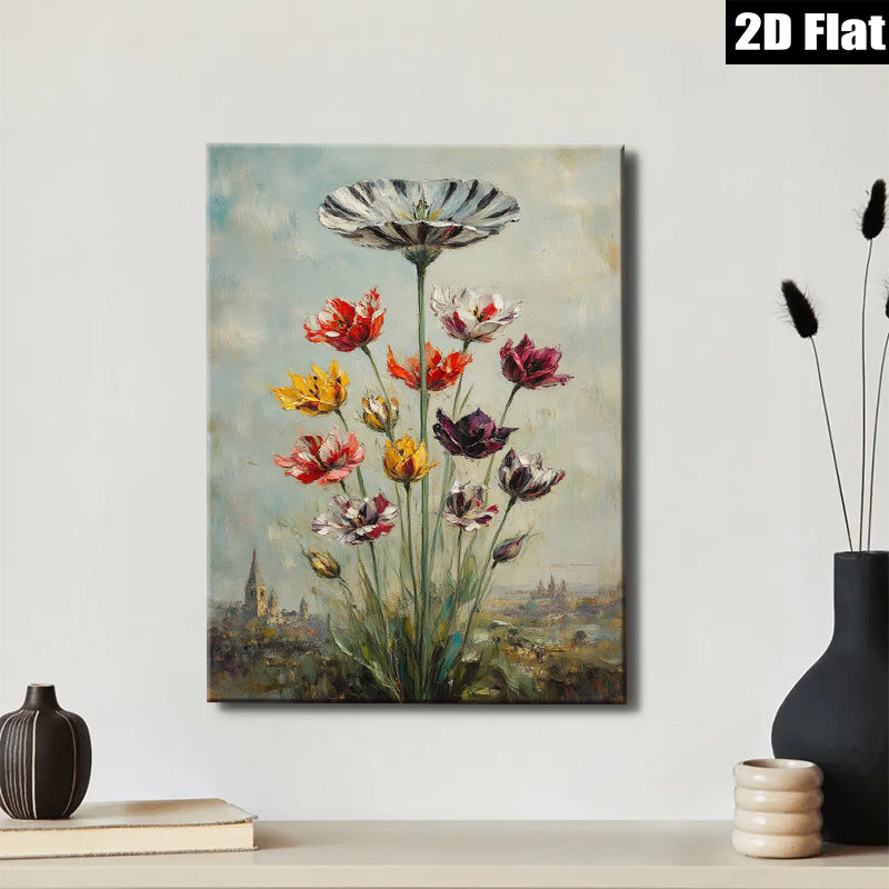 2D flat 1pc Vivid Floral Landscape Wall Art Botanical Garden Decor Living Room Bedroom Office Modern Farmhouse Style Gallery Wrapped Canvas Prints