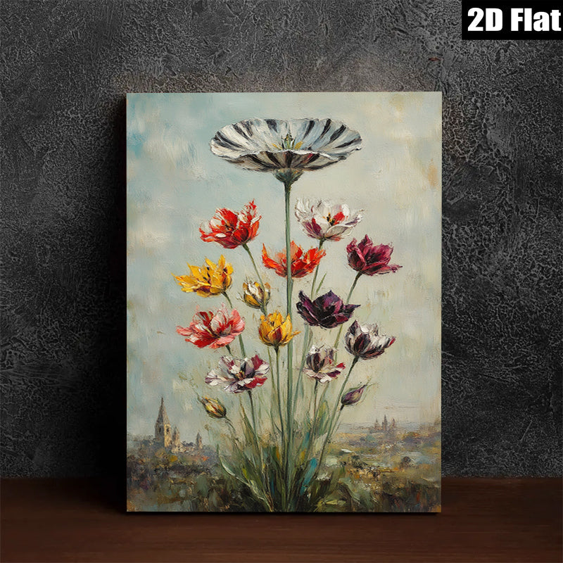 2D flat 1pc Vivid Floral Landscape Wall Art Botanical Garden Decor Living Room Bedroom Office Modern Farmhouse Style Gallery Wrapped Canvas Prints