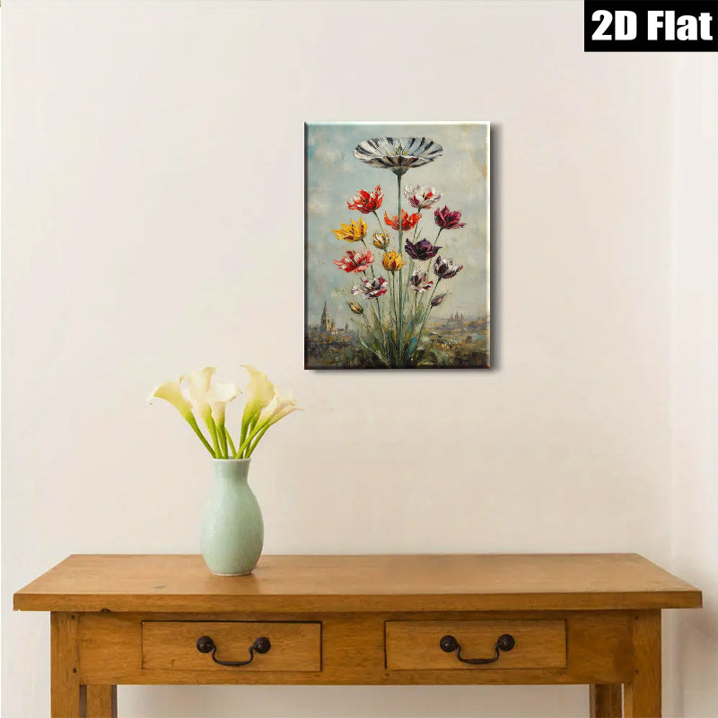 2D flat 1pc Vivid Floral Landscape Wall Art Botanical Garden Decor Living Room Bedroom Office Modern Farmhouse Style Gallery Wrapped Canvas Prints