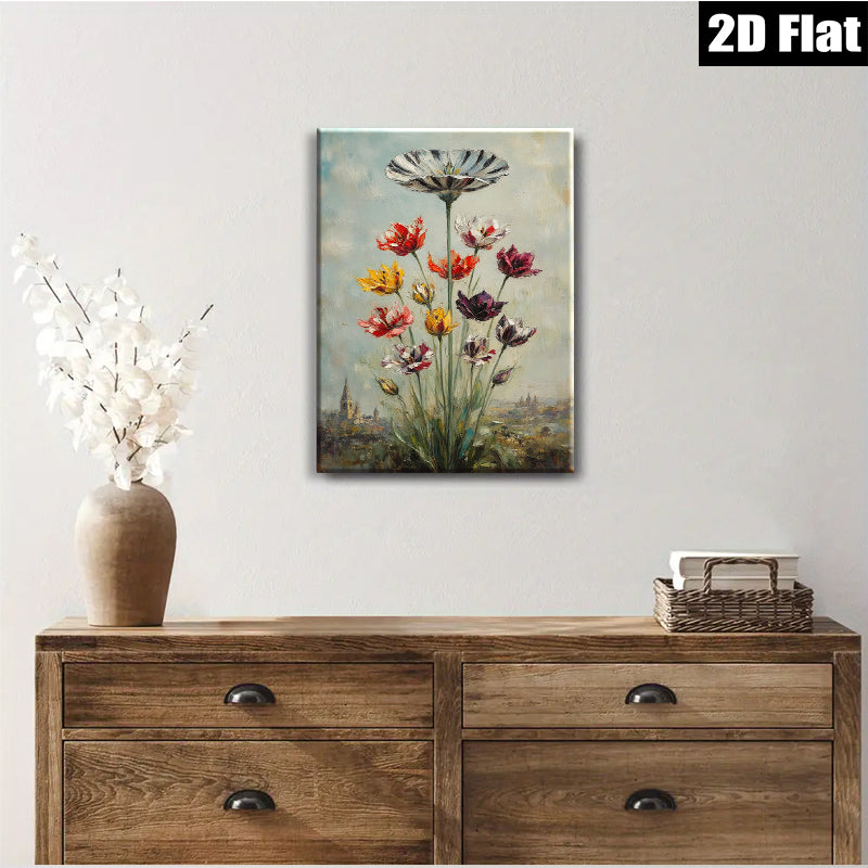 2D flat 1pc Vivid Floral Landscape Wall Art Botanical Garden Decor Living Room Bedroom Office Modern Farmhouse Style Gallery Wrapped Canvas Prints