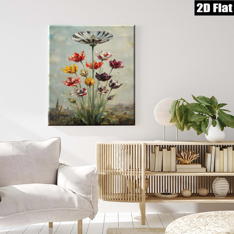 2D flat 1pc Vivid Floral Landscape Wall Art Botanical Garden Decor Living Room Bedroom Office Modern Farmhouse Style Gallery Wrapped Canvas Prints