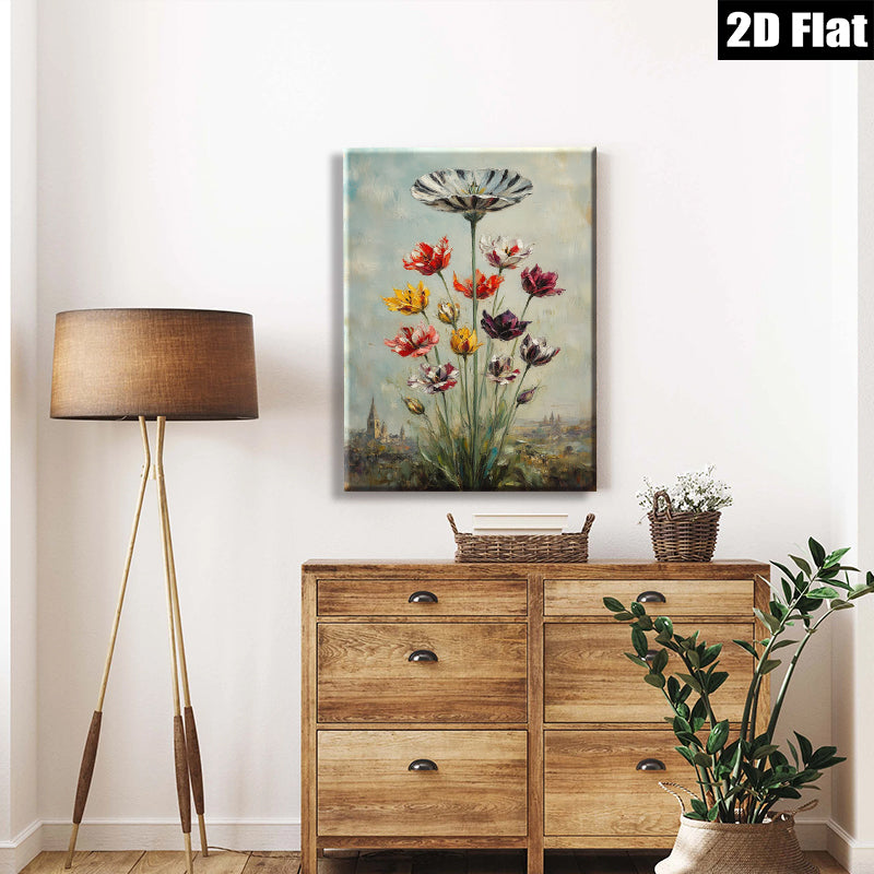 2D flat 1pc Vivid Floral Landscape Wall Art Botanical Garden Decor Living Room Bedroom Office Modern Farmhouse Style Gallery Wrapped Canvas Prints