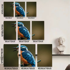 2D flat 1pc Vivid Kingfisher Portrait Wildlife Art Wall Decor Living Room Bedroom Modern Farmhouse Gallery Wrapped Canvas Prints Ready to Hang