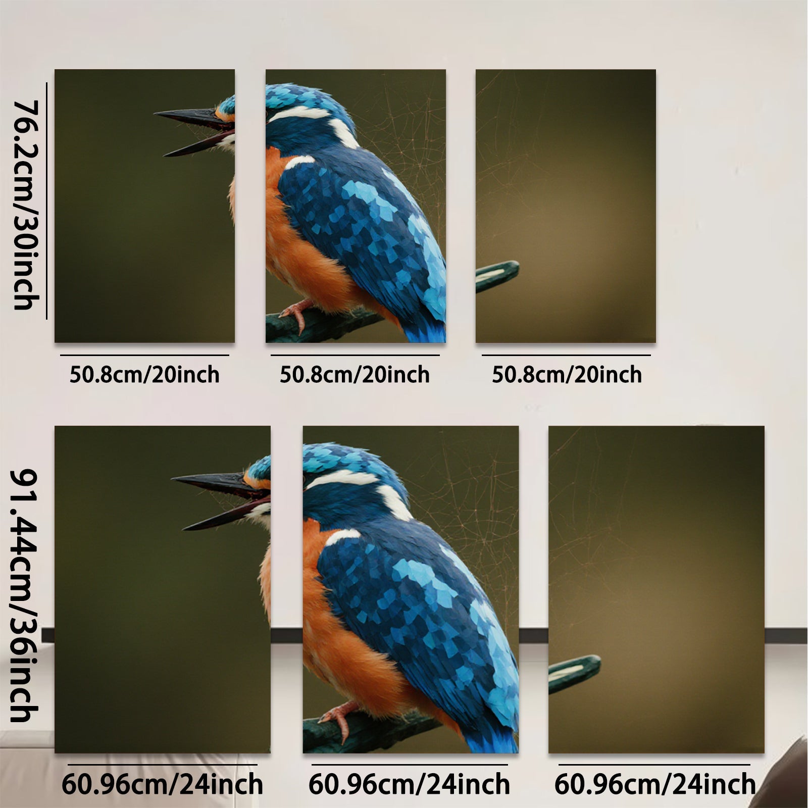2D flat 1pc Vivid Kingfisher Portrait Wildlife Art Wall Decor Living Room Bedroom Modern Farmhouse Gallery Wrapped Canvas Prints Ready to Hang