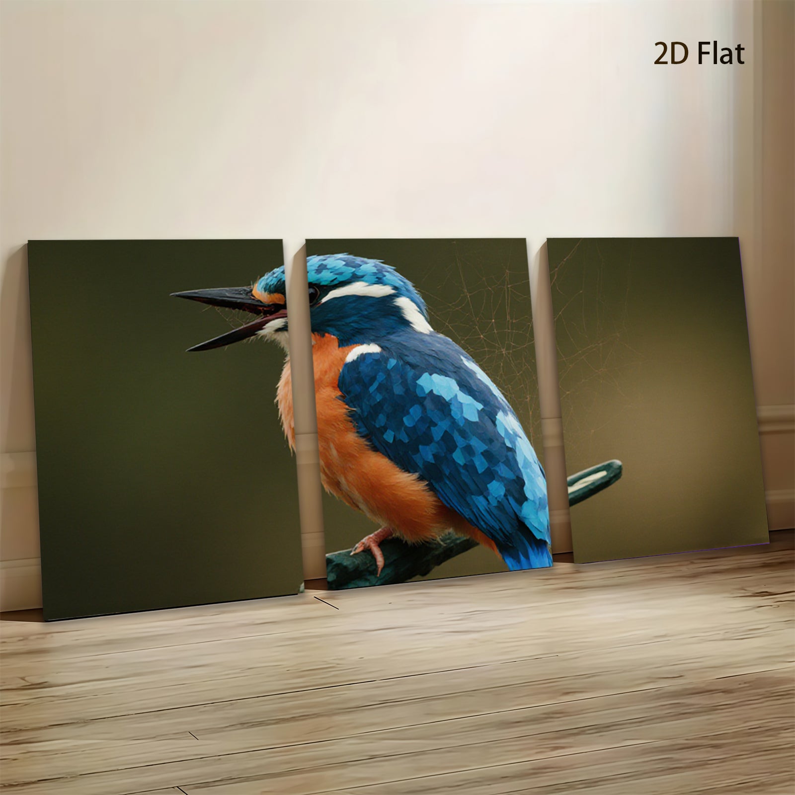 2D flat 1pc Vivid Kingfisher Portrait Wildlife Art Wall Decor Living Room Bedroom Modern Farmhouse Gallery Wrapped Canvas Prints Ready to Hang
