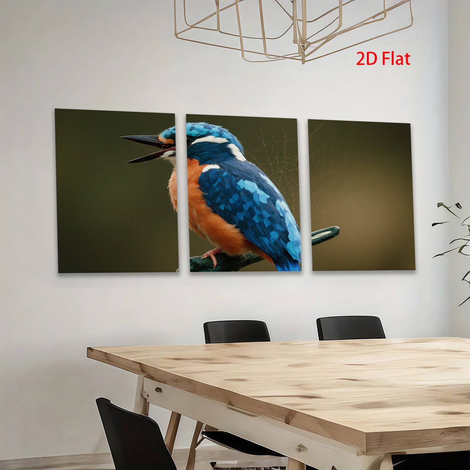 2D flat 1pc Vivid Kingfisher Portrait Wildlife Art Wall Decor Living Room Bedroom Modern Farmhouse Gallery Wrapped Canvas Prints Ready to Hang