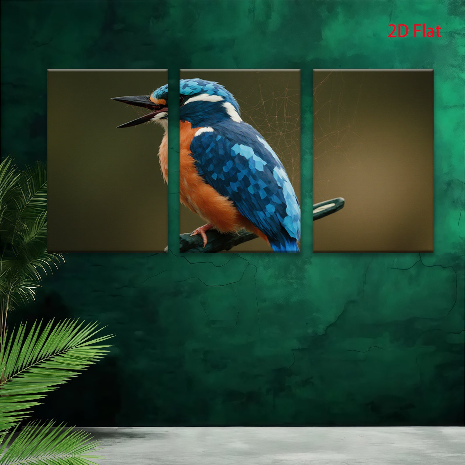 2D flat 1pc Vivid Kingfisher Portrait Wildlife Art Wall Decor Living Room Bedroom Modern Farmhouse Gallery Wrapped Canvas Prints Ready to Hang