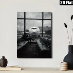 2D flat 1pc Waiting Traveler Airport Scene Modern Wall Art for Living Room Bedroom Office Decor Gallery Wrapped Canvas Prints Home Decoration