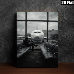 2D flat 1pc Waiting Traveler Airport Scene Modern Wall Art for Living Room Bedroom Office Decor Gallery Wrapped Canvas Prints Home Decoration