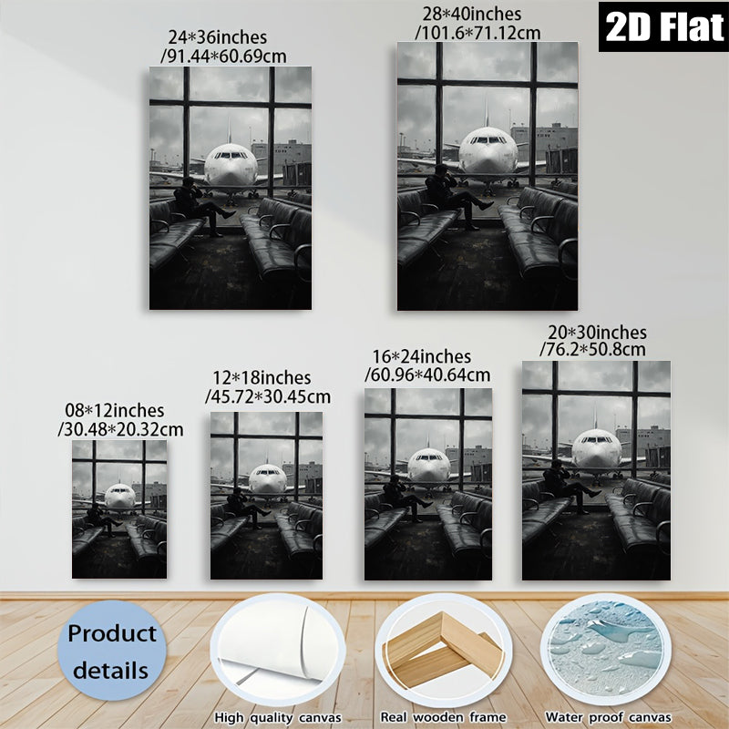 2D flat 1pc Waiting Traveler Airport Scene Modern Wall Art for Living Room Bedroom Office Decor Gallery Wrapped Canvas Prints Home Decoration