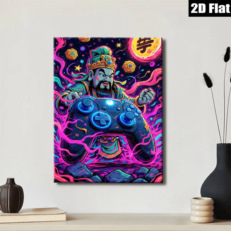 2D flat 1pc Warrior Gamer Fantasy Wall Art Decor for Boys Room Playroom Gaming Setup Man Cave Birthday Gifts Modern Home Decoration