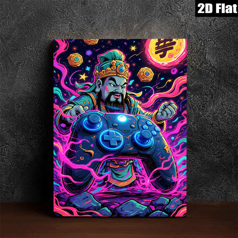 2D flat 1pc Warrior Gamer Fantasy Wall Art Decor for Boys Room Playroom Gaming Setup Man Cave Birthday Gifts Modern Home Decoration