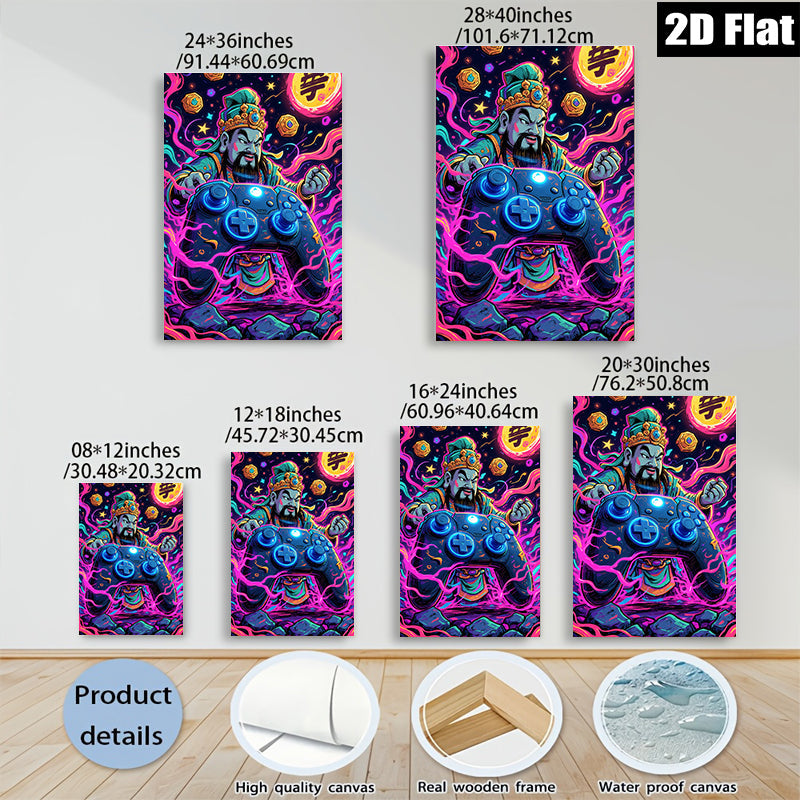 2D flat 1pc Warrior Gamer Fantasy Wall Art Decor for Boys Room Playroom Gaming Setup Man Cave Birthday Gifts Modern Home Decoration