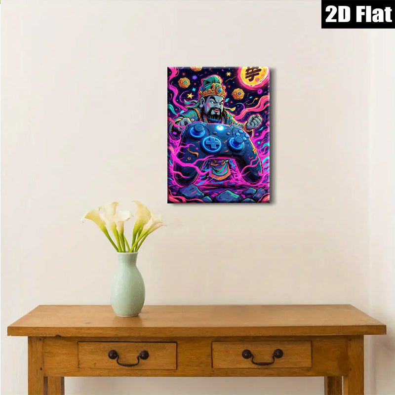 2D flat 1pc Warrior Gamer Fantasy Wall Art Decor for Boys Room Playroom Gaming Setup Man Cave Birthday Gifts Modern Home Decoration